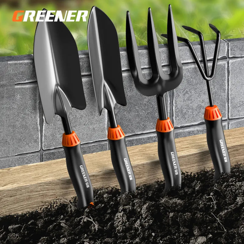 Kit De Jardinagem Com 3 Ferramentas Rastelo, Pá E Garfo Aço